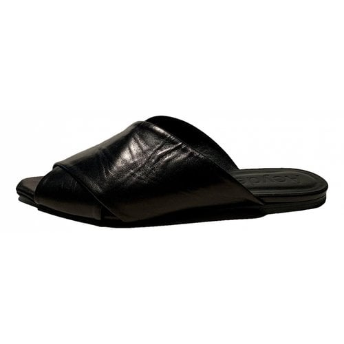 Pre-owned Aeyde Leather Mules In Black