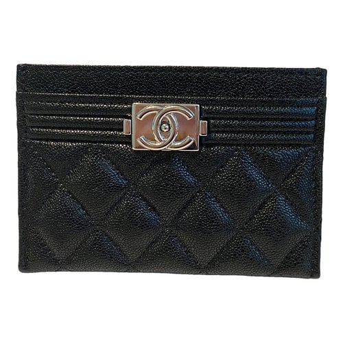 Pre-owned Chanel Boy Leather Wallet In Black