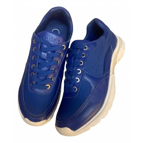 Pre-owned Calvin Klein Leather Trainers In Blue