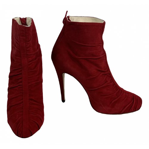 Pre-owned Brian Atwood Ankle Boots In Red