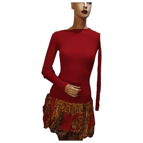Pre-owned Moschino Wool Mini Dress In Red