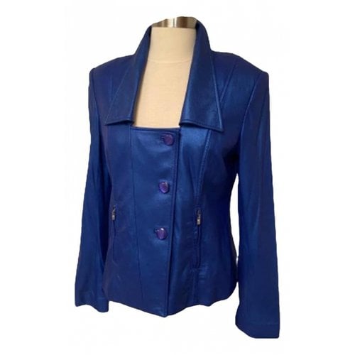 Pre-owned St John Leather Jacket In Blue