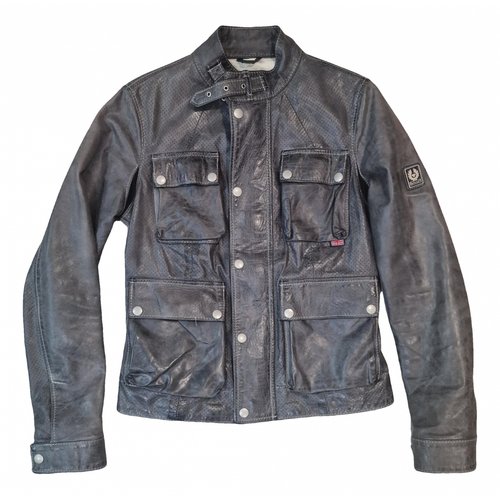 Pre-owned Belstaff Leather Coat In Grey