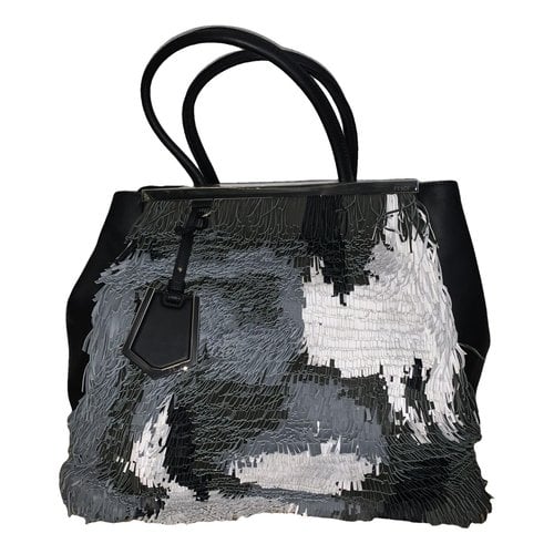 Pre-owned Fendi 2jours Leather Handbag In Black