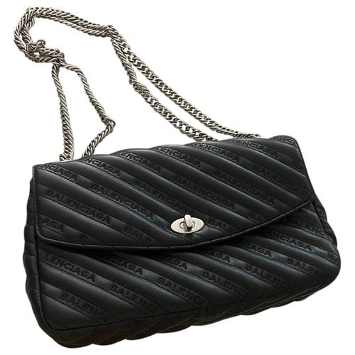 Pre-owned Balenciaga B Leather Handbag In Black