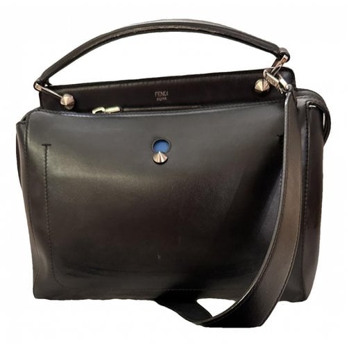 Pre-owned Fendi Dot Com Leather Handbag In Black