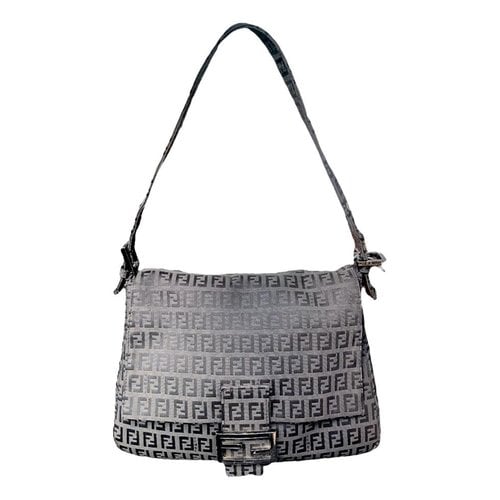 Pre-owned Fendi Mamma Baguette Cloth Handbag In Grey