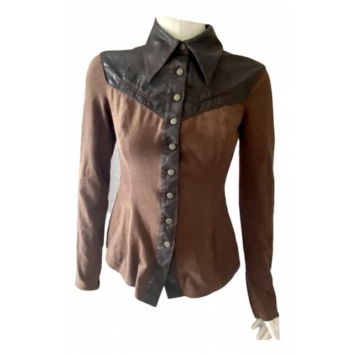 Pre-owned Plein Sud Vegan Leather Short Vest In Brown