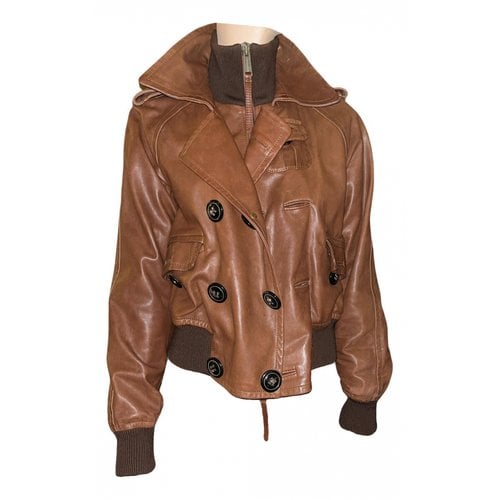 Pre-owned Dsquared2 Leather Biker Jacket In Brown