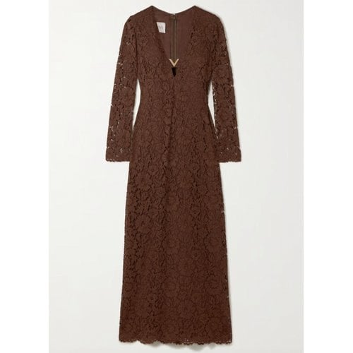Pre-owned Valentino Lace Mid-length Dress In Brown
