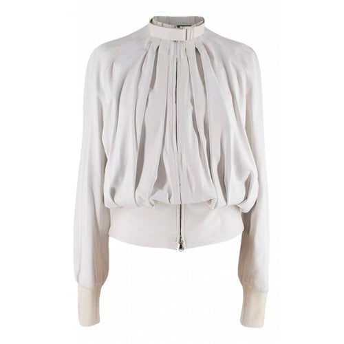 Pre-owned Alexander Mcqueen Leather Jacket In White