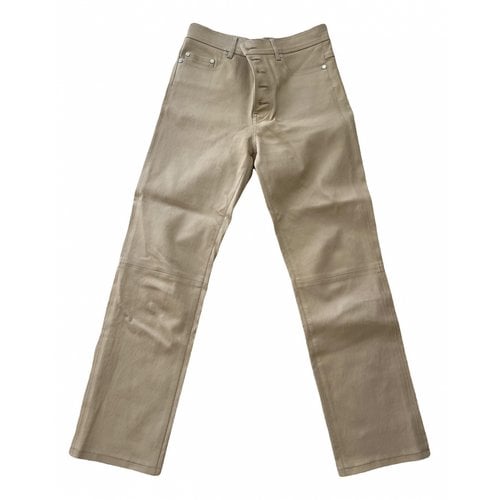 Pre-owned Joseph Leather Straight Pants In Beige