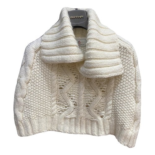 Pre-owned Moncler Wool Coat In Ecru