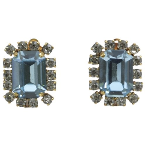 Pre-owned Chanel Crystal Earrings In Blue
