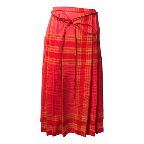 Pre-owned Kenzo Linen Maxi Skirt In Red