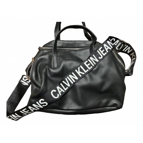 Pre-owned Calvin Klein Jeans Est.1978 Vegan Leather Handbag In Black
