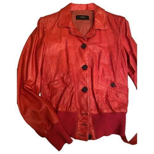 Pre-owned Mauro Grifoni Leather Biker Jacket In Red