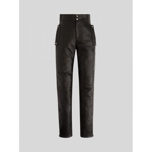 Pre-owned Etro Leather Trousers In Black