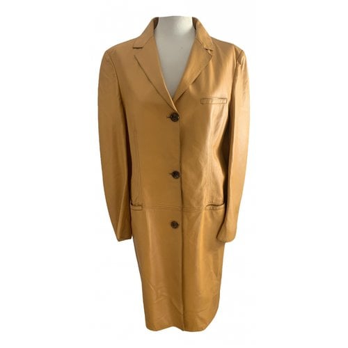 Pre-owned Alberto Biani Leather Coat In Yellow