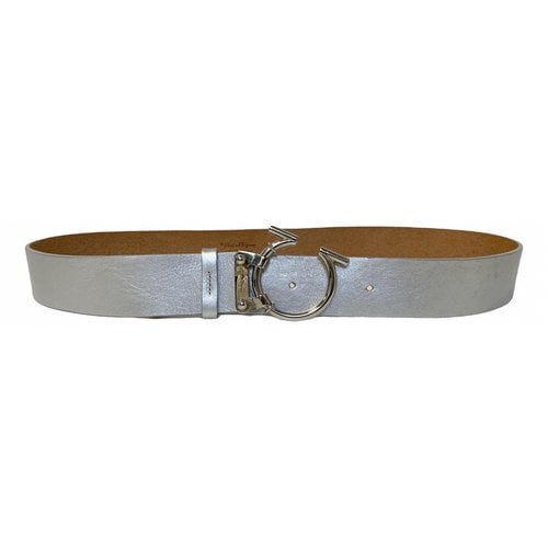 Pre-owned Ferragamo Leather Belt In Silver