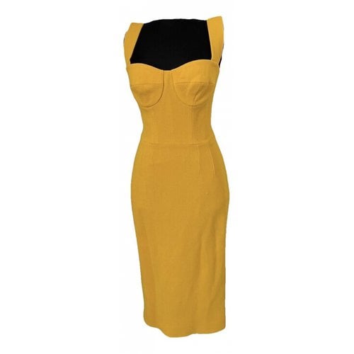 Pre-owned Dolce & Gabbana Wool Mid-length Dress In Yellow