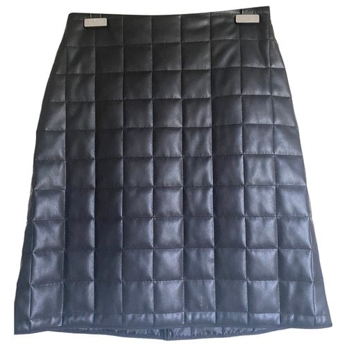 Pre-owned Liviana Conti Vegan Leather Mini Skirt In Black