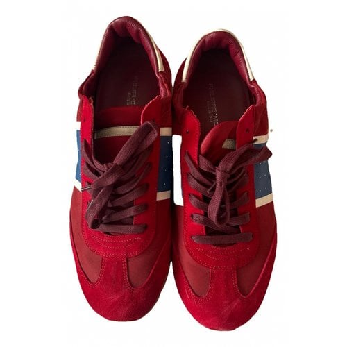 Pre-owned Philippe Model Leather High Trainers In Burgundy