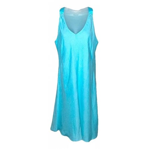Pre-owned Eileen Fisher Linen Mid-length Dress In Blue