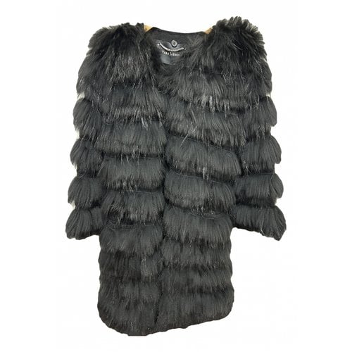 Pre-owned Tara Jarmon Faux Fur Coat In Black