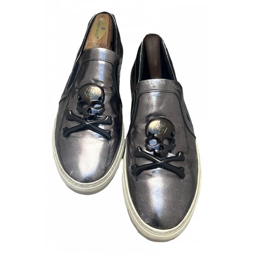 Pre-owned Philipp Plein Patent Leather Flats In Grey
