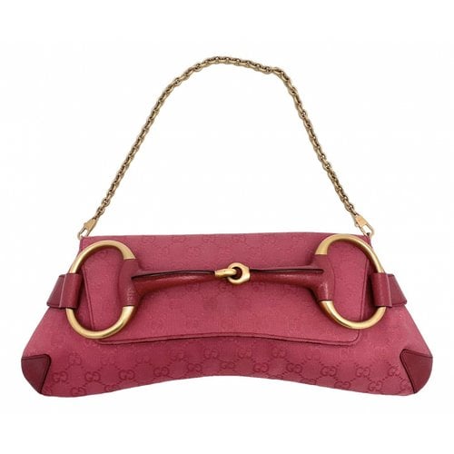 Pre-owned Gucci Horsebit 1955 Chain Cloth Handbag In Pink