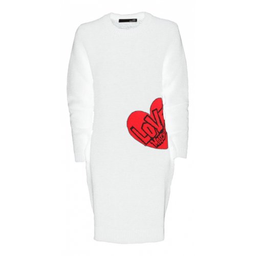 Pre-owned Moschino Love Wool Mid-length Dress In White