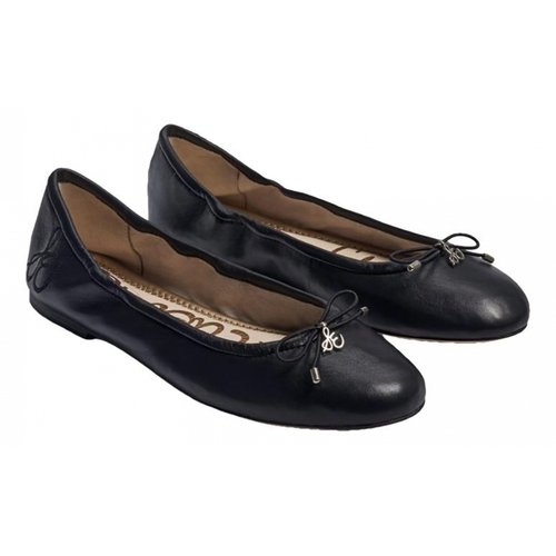 Pre-owned Sam Edelman Leather Ballet Flats In Black