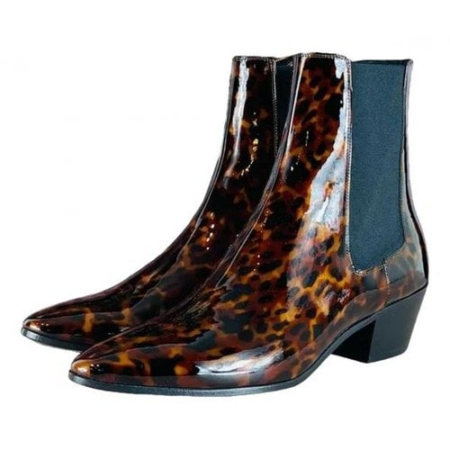 Pre-owned Saint Laurent Patent Leather Boots In Multicolour