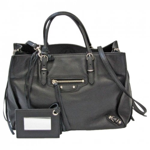 Pre-owned Balenciaga Papier Leather Handbag In Black