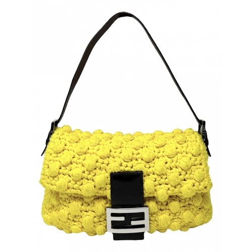 Pre-owned Fendi Baguette Wool Handbag In Yellow