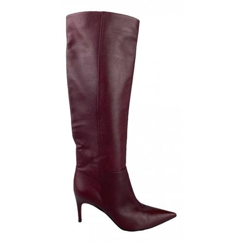 Pre-owned Sergio Rossi Leather Boots In Burgundy