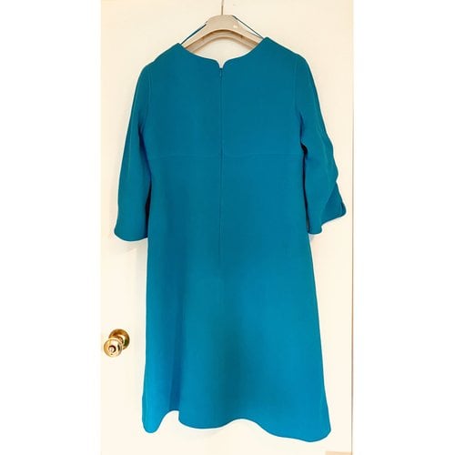 Pre-owned Courrèges Wool Mid-length Dress In Turquoise
