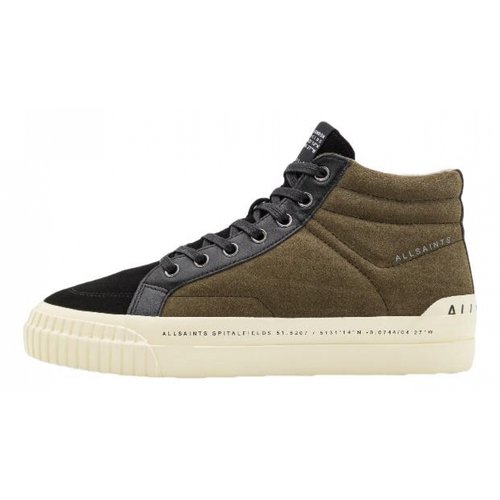 Pre-owned Allsaints Leather High Trainers In Green