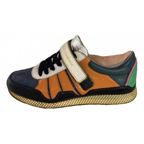 Pre-owned Dolce & Gabbana Leather Low Trainers In Orange