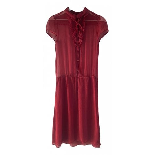 Pre-owned Tara Jarmon Silk Mid-length Dress In Red