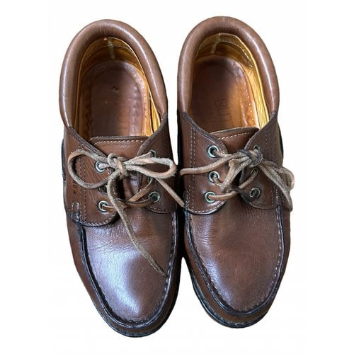 Pre-owned Buttero Leather Flats In Brown