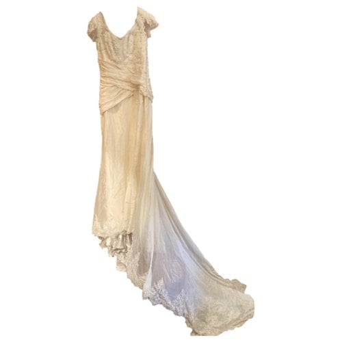 Pre-owned Cerruti 1881 Silk Maxi Dress In White