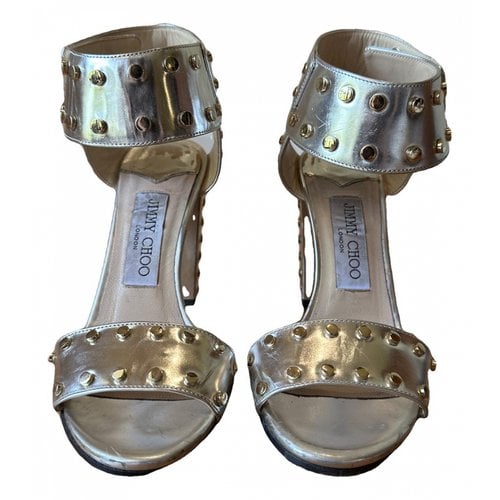 Pre-owned Jimmy Choo Sacora Patent Leather Sandal In Gold