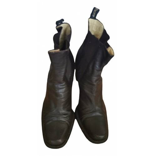 Pre-owned Cesare Paciotti Leather Biker Boots In Brown