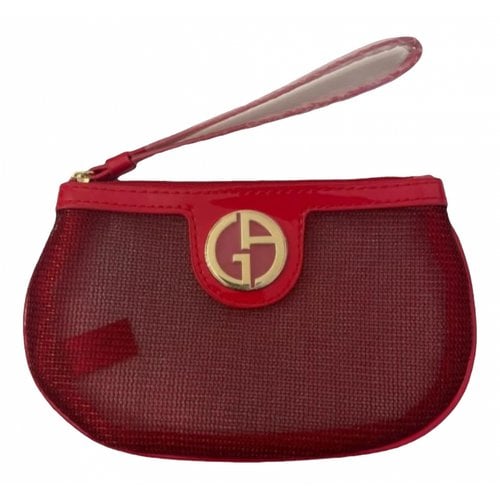 Pre-owned Giorgio Armani Leather Clutch Bag In Red
