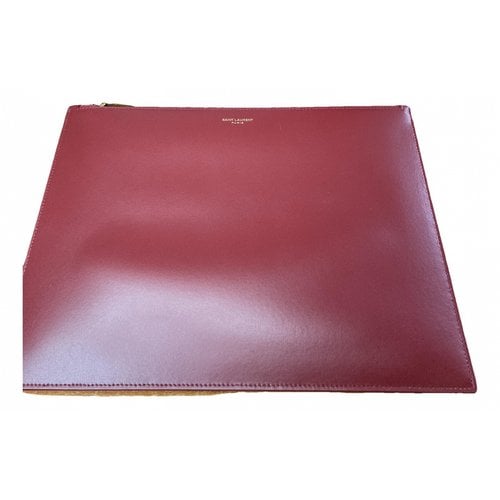 Pre-owned Saint Laurent Pony-style Calfskin Clutch Bag In Burgundy