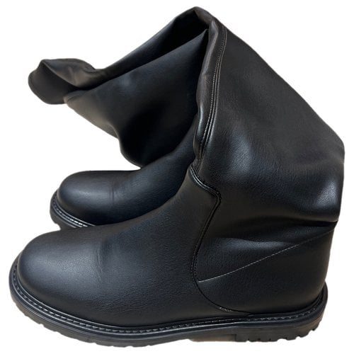 Pre-owned Staud Vegan Leather Boots In Black