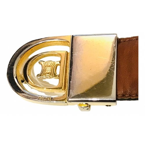 Pre-owned Celine Triomphe Leather Belt In Camel