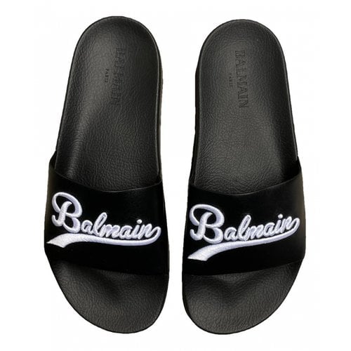 Pre-owned Balmain Leather Sandals In Black